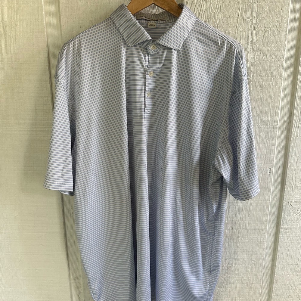 Holderness & Bourne Audubon Kentucky Striped Polo Golf Shirt - Blue & White